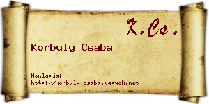 Korbuly Csaba névjegykártya