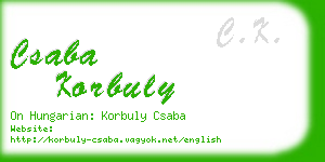 csaba korbuly business card